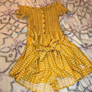 Off the shoulder yellow romper